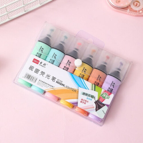 6 Stück Textmarker in Pastellfarben – Super Geschenk – Überraschungsgeschenk