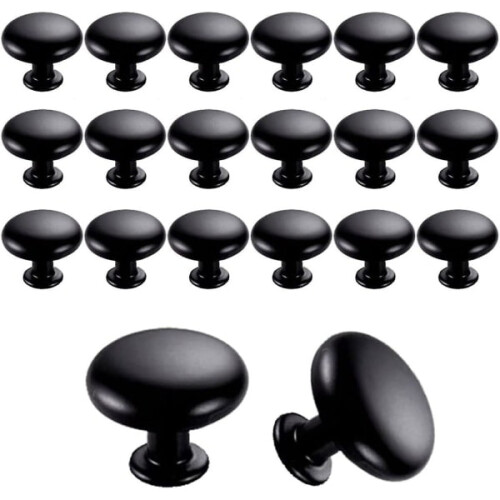 Black Friday 20 pcs door knobs drawer knobs 30 mm vintage handles cabinet cabinet knobs compatible kitchen cabinets (black)_Surprise Gift