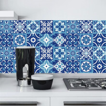 20 stuks blauw-witte Marokkaanse tegelstickers, tegelstickers voor keuken en badkamer, schaal en zelfklevende transferstickers (15 cm x 15 cm)_Super