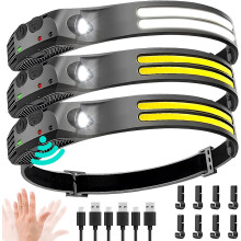 Rechargeable 1000 Lumen 230 Wide Beam Headlamp 3-Pack Black Black_Super Gift_Black/Black_Surprise Gift