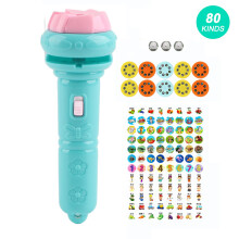 Projector Flashlight compatible Kids with Various Animal Patterns, Early Educational Science Projector, Luminous Toy Blue (80 Patterns)_Super Gift_Su