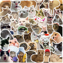50pcs Cat MEME Animals Stickers Toy Graffiti Decals compatible Kids_Super Gift_Surprise Gift