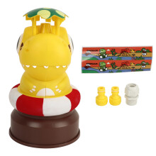 Juguete de cohete giratorio volador con rociador de agua de dibujos animados para exteriores con base de dinosaurio amarillo. Enchufe europeo. Súper