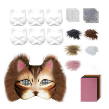 DIY Therian Masken-Set, Katzen- und Fuchs-Tiergesichtskissen mit Fell, Halloween-Rollenspiel-Requisiten, kompatibel mit Maskenball, Karneval, Cosplay