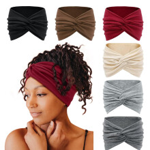 6-pack wide boho headbands compatible women extra large turban headbands hair bands hair twist knots accessories compatible everyday wear, workout, m