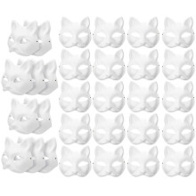 30 máscaras de gato en blanco para disfraces de cosplay. Crea tu propia máscara de gato sin pintar. Súper regalo. Regalo sorpresa.
