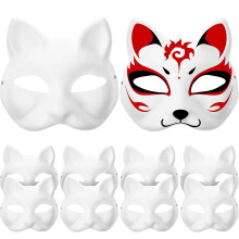 10 máscaras de gato en blanco compatibles para decoración, pintura DIY, mascarada_Súper Regalo_Regalo Sorpresa