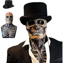 Halloween Skull Mask, Skull Mask with Movable Jaw, Natural Latex Full Face Skull Mask, Adult Skull Mask, compatible Cosplay Party Mask_Super Gif_Surp