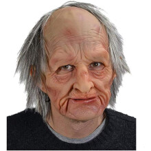 Máscara de látex de Halloween - máscara facial realista de anciano compatible con arrugas humanas_Regalos especiales_C_Regalo sorpresa