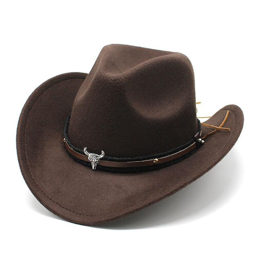 Western Cowboy Hat Felt Hat Brown_Surprise Gift
