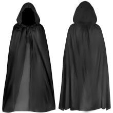 Mantello nero con cappuccio per Halloween, mantello del mietitore, mantello del diavolo nero, cosplay, ballo in maschera, Halloween, costume per adul