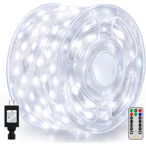 Light string 600 LED 60 meters, cold white light strings IP67 Waterproof with remote control 8 modes Timer Dimmable, Connect Christmas lights compati