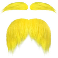 Accessori per costume cosplay con baffi e sopracciglia gialli - Divertenti articoli per feste - Regalo a sorpresa per uomini e donne