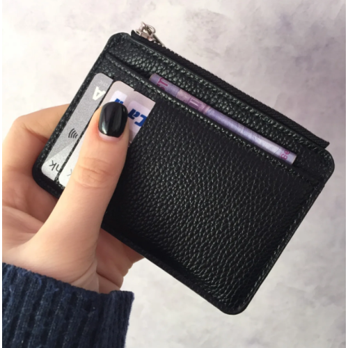 Card holder / wallet with zipper_Black_Surprise Gift