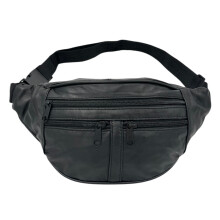 Waist bag in genuine soft sheepskin_black/Black_Surprise Gift