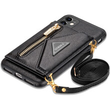 Wallet Case Crossbody compatible iPhone compatible 12 with Lanyard, Credit Card Holder, PU Leather Protective Handbag Zipper Wallet Stand_SPECIAL GIF