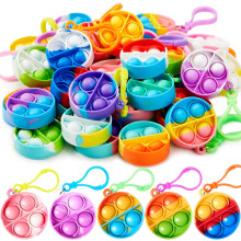 12-Pack Round Fidget Pop it Toy Set Keychain Pop Fidget Toys Bulk Party Favors compatible Kids Candy Birthday Sensory Toys Gifts_Surprise Gift