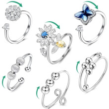 St Fidget Rings compatible Anxiety Relief Adjustable Ring Set Adjustable Rings Fidget Rings Women Bead Bracelets_Special Gifts_Surprise Gift