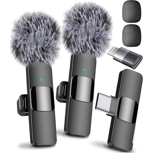 Wireless Lavalier Microphone - Lightning & USB-C – Mini Mic compatible iPhone compatible/Android, Video, TikTok, Vlog, YouTube_Surprise Gift