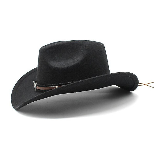 Western Cowboy Top Hat Felt Hat Black_Surprise Gift 1