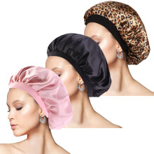 3pcs Silk Hat Satin Hat Hair Caps Elastic Wide Band Night Sleep Cap Soft Satin Sleep Cap Hat compatible Women Sleeping Girl Hair Care_SPECIAL GIFTS_S