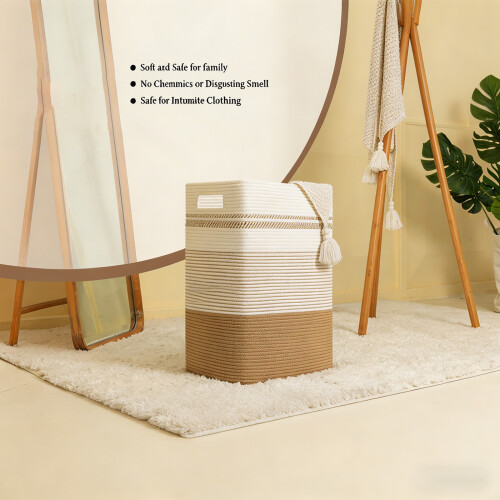 Spacious Cotton Cord Storage Box For Blankets Items And-B 1