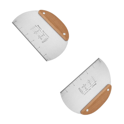 2PCS Wood Handle Stainless Steel Dough Chopper Suitable for