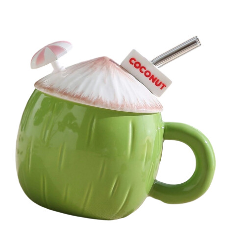 Fun Ceramic Mug Coconuts Shape 500ML Capacity Drinking Cup-Pink
