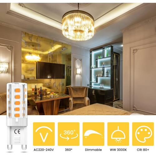 10-pack dimmable G9 LED bulbs 3W warm white 3000K, halogen replacement_Surprise Gift 2