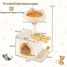 Katzenbaum mit fischförmiger Plattform, Sisalstämmen und Plüschsitz