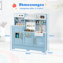 Houten speelkeuken met koffiezetmachine en ijsdispenser