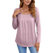 Womens Long Sleeve Tunic Tops Plus Size Square-Light Purple S