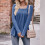 Womens Long Sleeve Tunic Tops Plus Size Square-Light  Blue L 4