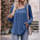 Womens Long Sleeve Tunic Tops Plus Size Square-Light  Blue L 6