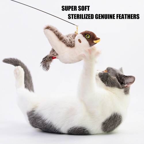 Selfteasing Chirping Bird Toy for Boredom Cats Remote Control 1