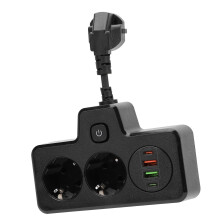 BKL-502 EU 6-in-1 Adattatore prese Nero con interruttore