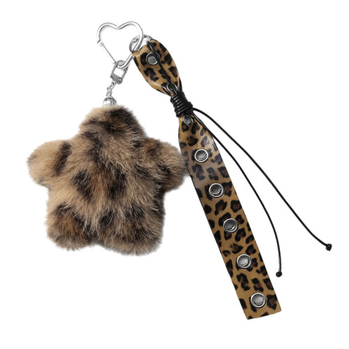 Unique Leopard Design Plush Key Ring Pendant Perfect For-Star