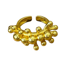 Metal Bead Ring Adjustable Size Ring Elegant Statement-Gold