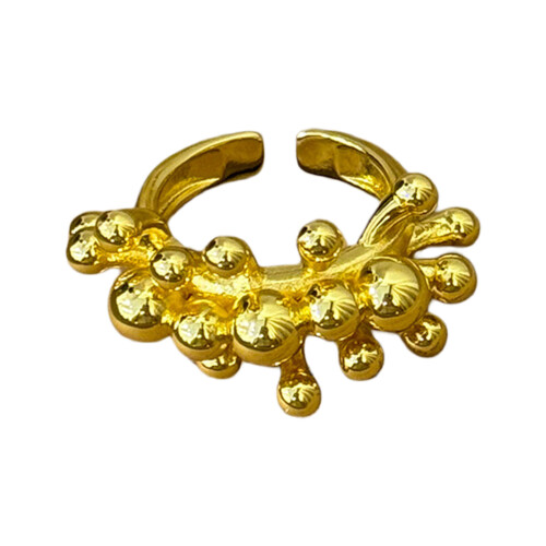 Metal Bead Ring Adjustable Size Ring Elegant Statement-Gold