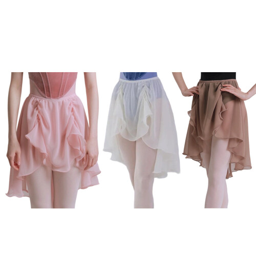 Ballets Dance Skirt Pull On Dance Skirt Elastic-Coffee color M 2