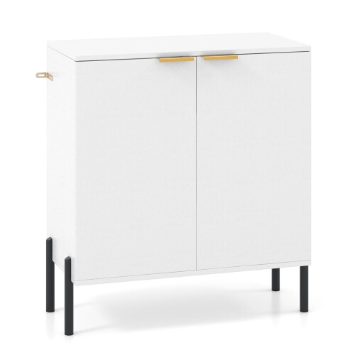 Aparador blanco de 2 puertas con patas de metal