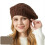 Oversized Knit Beret Cap with Cable Knit Winter-Coffee Color 3