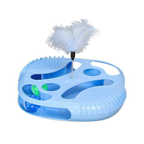 Entertaining Down Puss Toy Highlighting Relocating-Blue