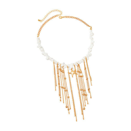 Magnifique collier de perles avec breloque étoile de mer pour-Or