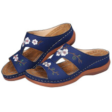 (Dark Blue, S:43) Orthopädische Damen-Sandalen von Bloom, offene Zehenpartie, Plateau-Slipper, weiche Gummischuhe für den Sommer, ideal für Str