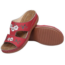 (Red, S:39) Orthopädische Damen-Sandalen von Bloom, offene Zehenpartie, Plateau-Slipper, weiche Gummischuhe für den Sommer, ideal für Str