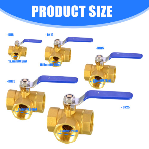 Brass Three Way Ball Valves L Type Providing Good-2 points DN8 1