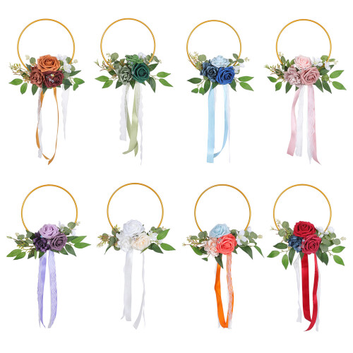 Elegant Polyester Plastic Rose Garland Wedding Party-Coffee 1