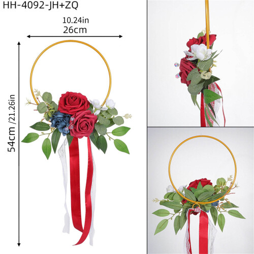 Elegant Polyester Plastic Rose Garland Wedding Party-Coffee 2