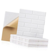 12Pcs Square Brick Pattern Panels Sound Absorbing Panels-White